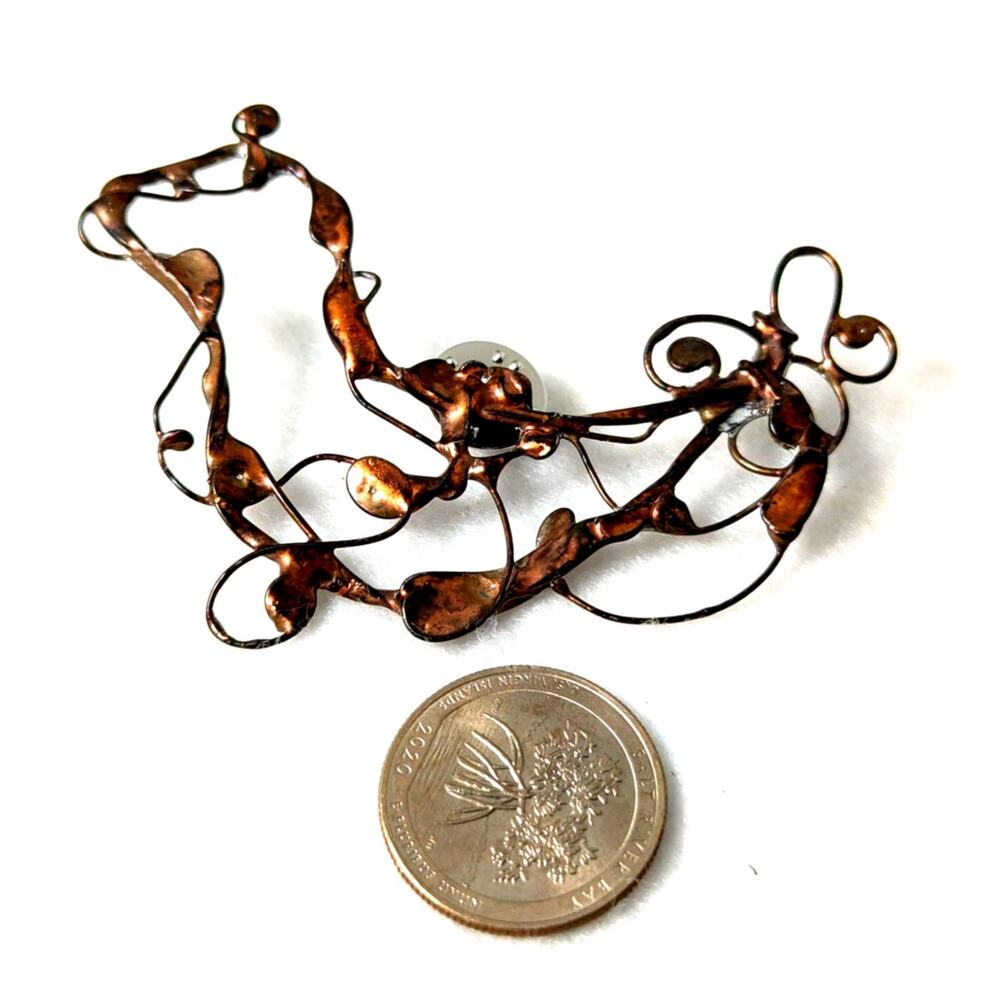 Vintage 1980s Bisbee Arizona Splash Copper Pin Brooch Freeform Molten Metal Art